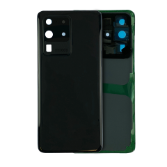 TAPA TRASERA DE VIDRIO CON LENTE DE CÁMARA COMPATIBLE CON SAMSUNG GALAXY S20 ULTRA (SERVICE PACK) (COSMIC BLACK)