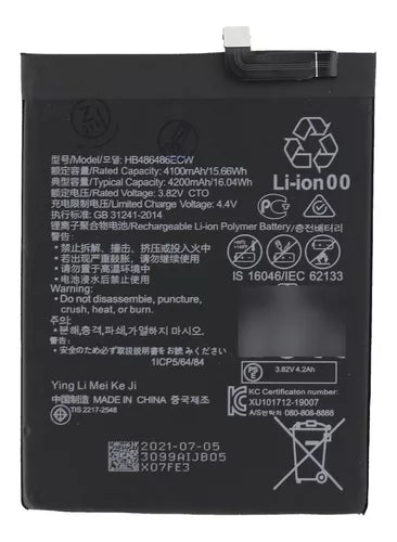 BATERIA DE REEMPLAZO PARA HUAWEI MATE 20 PRO / P30 PRO (HB486486ECW)