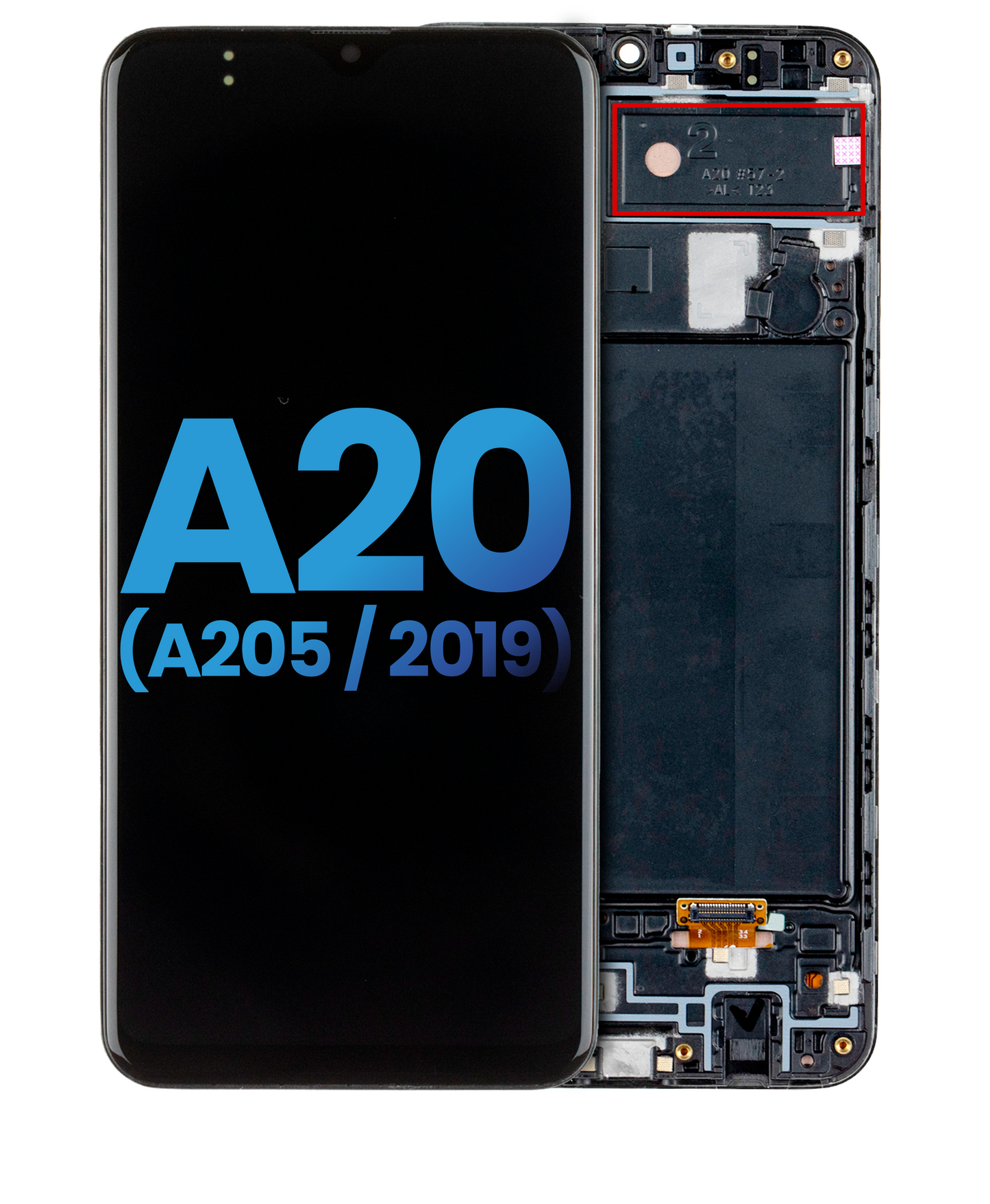 PANTALLA LCD CON MARCO SAMSUNG GALAXY A20 (A205 / 2019) (VERSION F) (AFTERMARKET: INCELL) (TODOS LOS COLORES)