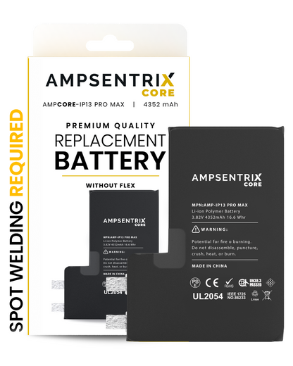 BATERIA AMPSENTRIX CORE COMPATIBLE PARA IPHONE 13 PRO MAX (REQUERIDA SOLDADURA PUNTUAL)