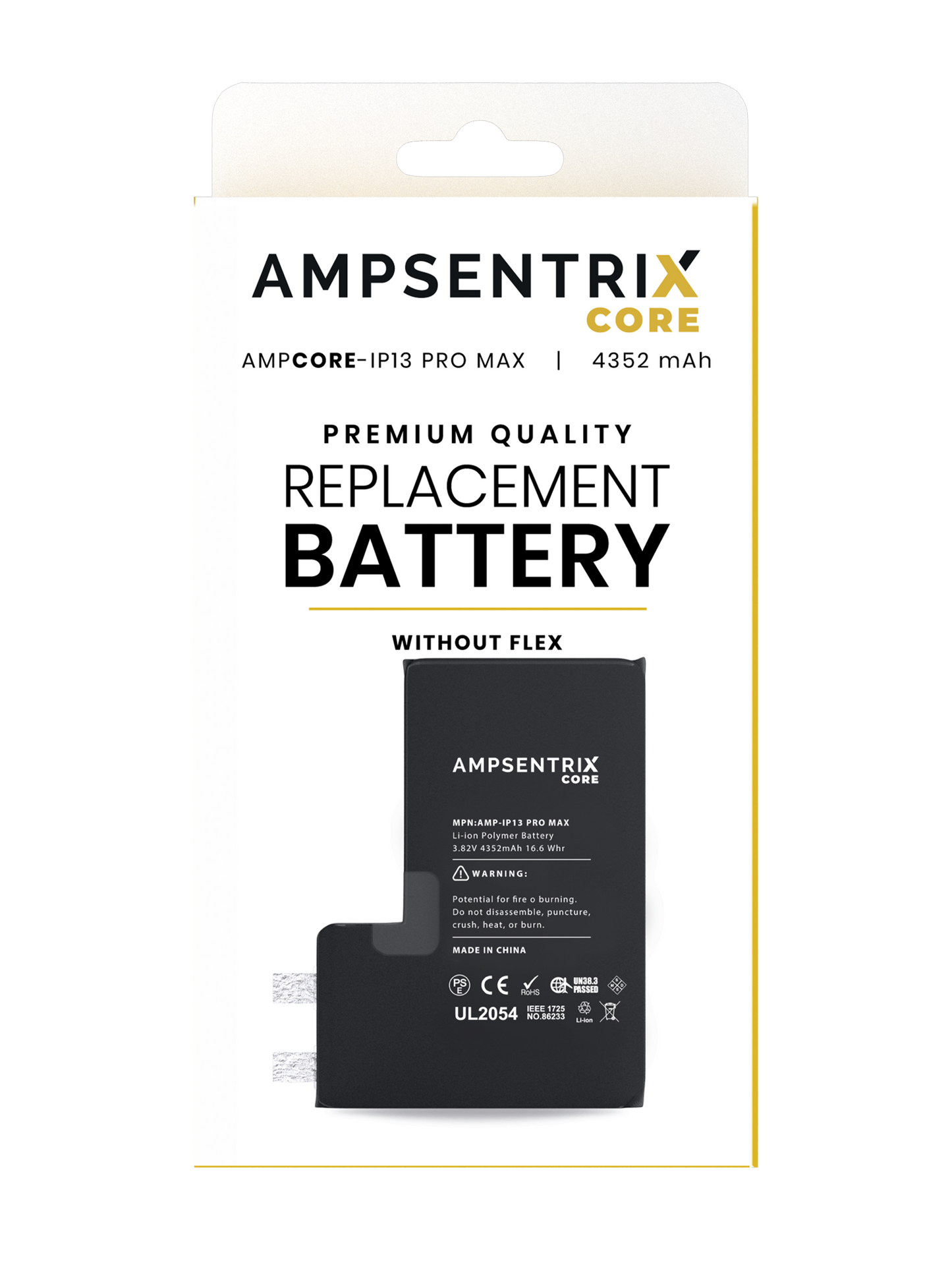 BATERIA AMPSENTRIX CORE COMPATIBLE PARA IPHONE 13 PRO MAX (REQUERIDA SOLDADURA PUNTUAL)