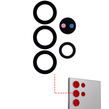 LENTE DE CçMARA TRASERA (SOLO VIDRIO) CON ADHESIVO COMPATIBLE CON SAMSUNG GALAXY S23 ULTRA 5G (NEGRO)