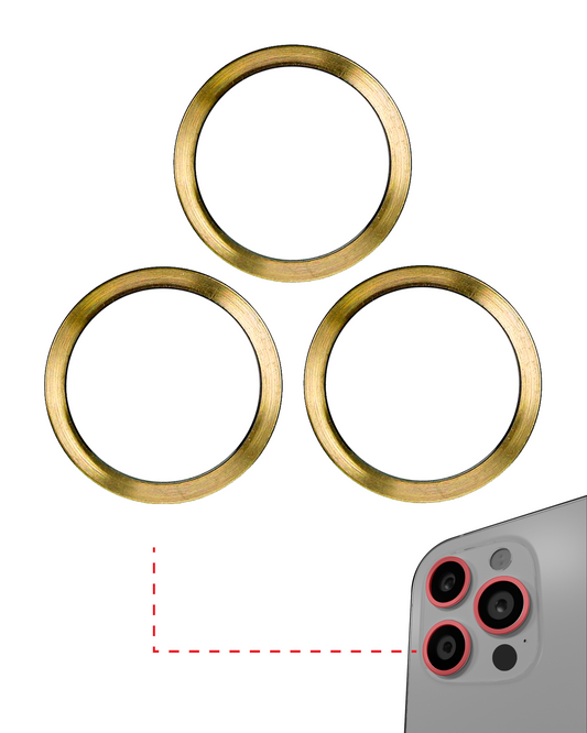 ANILLO PARA CAMARA IPHONE 11 PRO / 11 PRO MAX (DORADO) (JUEGO DE 3 PIEZAS)