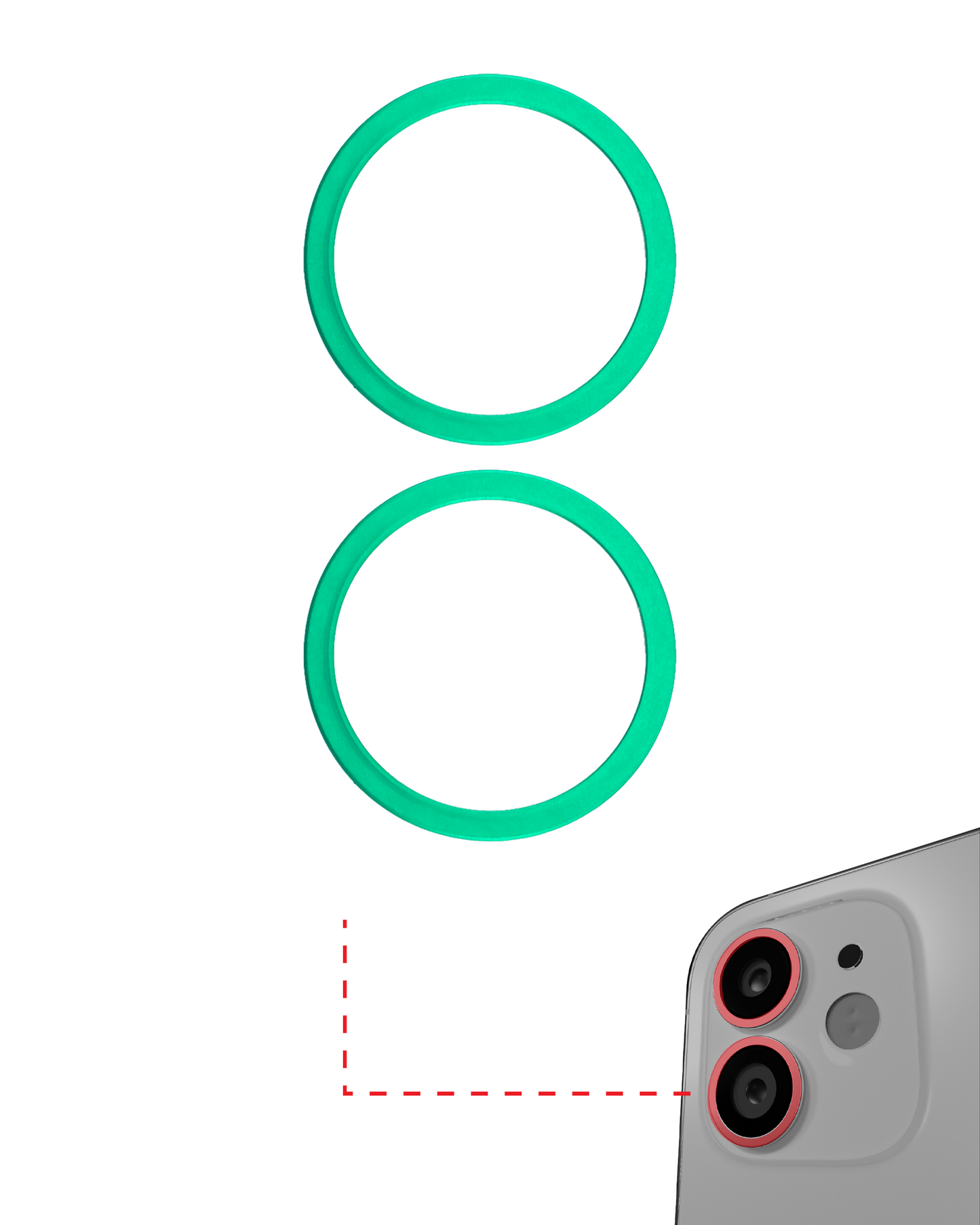 ANILLO PARA CAMARA IPHONE 11 (VERDE) (JUEGO DE 2 PIEZAS)