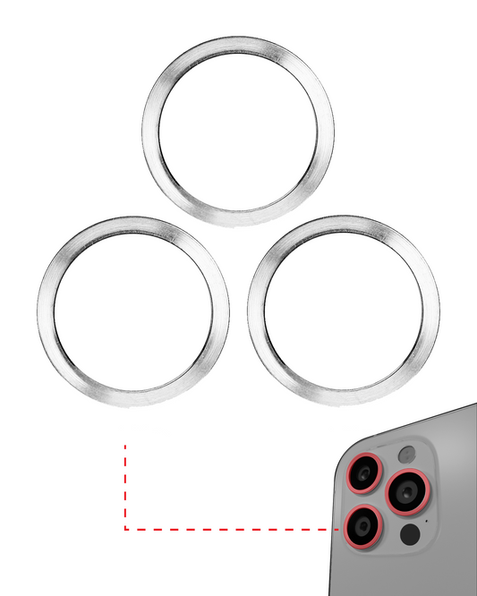 ANILLO PARA CAMARA IPHONE 12 PRO (PLATA) (JUEGO DE 3 PIEZAS)