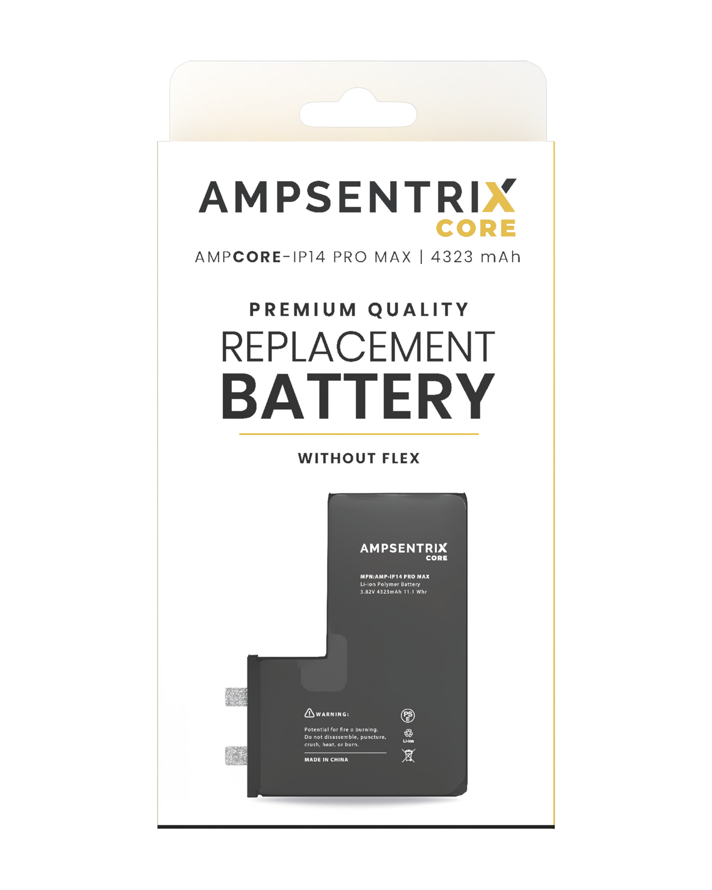 BATERIA AMPSENTRIX CORE IPHONE 14 PRO MAX (SE REQUIERE SOLDADURA POR PUNTOS)