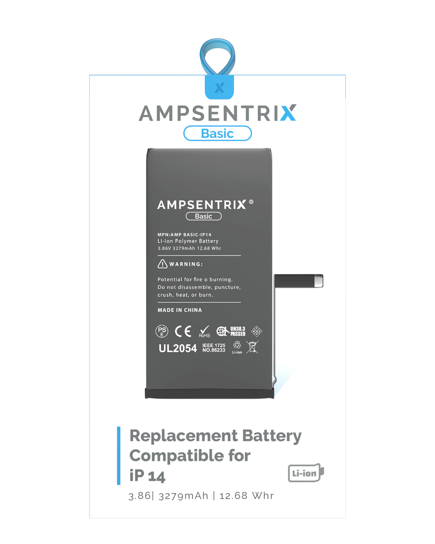 BATERêA DE REEMPLAZO COMPATIBLE PARA IPHONE 14 (AMPSENTRIX BASIC)