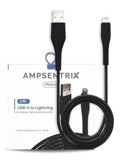 CABLE LIGHTNING A USB 1M (AMPSENTRIX) (MATRIZ) (NEGRO)